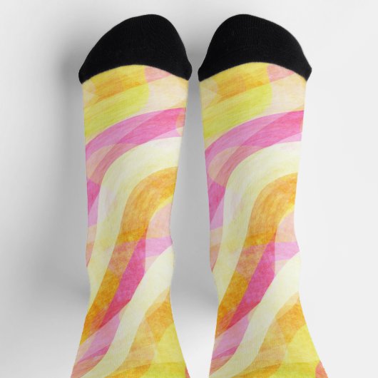 Vibrant Wavy Abstract Pattern ソックス (上部)