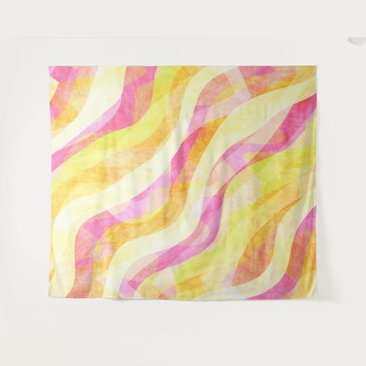 Vibrant Wavy Abstract Pattern タペストリー (正面(横))