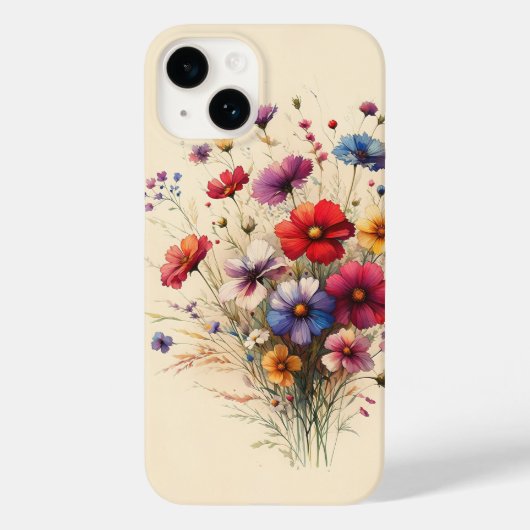 Vibrant Wildflower Bouquet Artistic Floral Cream A Case-Mate iPhoneケース (裏面)