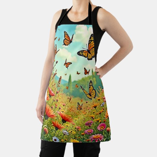 Vibrant Wildflower Butterfly Joy Design エプロン (インサイチュ)