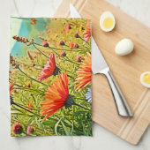 Vibrant Wildflower Butterfly Joy Design キッチンタオル (四つ折り)