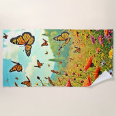 Vibrant Wildflower Butterfly Joy Design ビーチタオル (正面)