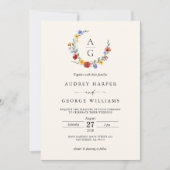 Vibrant Wildflower Crest Wedding Invitation 招待状 (正面)