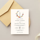 Vibrant Wildflower Crest Wedding Invitation 招待状