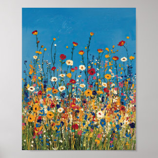 Vibrant Wildflower Field Impressionist Poster Wall ポスター
