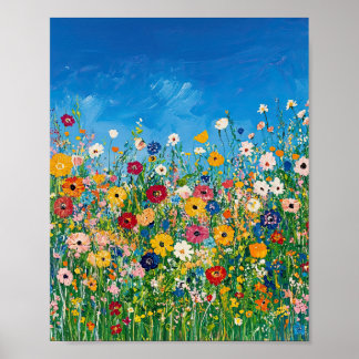 Vibrant Wildflower Field Impressionist Poster Wall ポスター