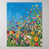 Vibrant Wildflower Field Impressionist Poster Wall ポスター (正面)