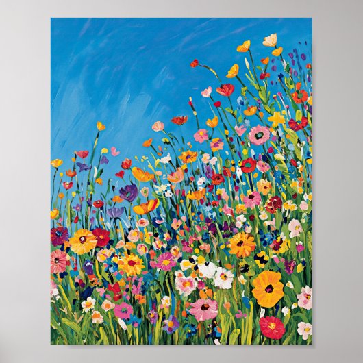Vibrant Wildflower Field Impressionist Poster Wall ポスター (正面)