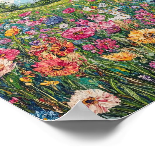 Vibrant Wildflower Field Impressionist Poster Wall ポスター (角)