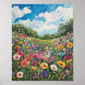 Vibrant Wildflower Field Impressionist Poster Wall ポスター (正面)