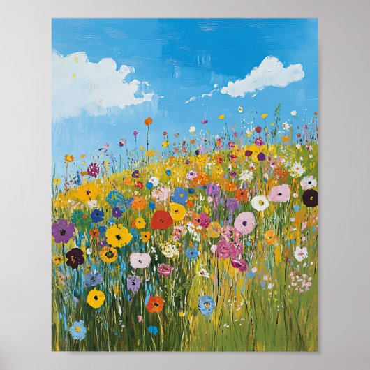 Vibrant Wildflower Field Impressionist Poster Wall ポスター (正面)