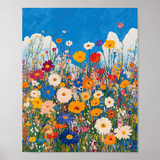 Vibrant Wildflower Field Impressionist Poster Wall ポスター