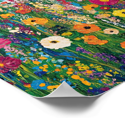 Vibrant Wildflower Field Impressionist Poster Wall ポスター (角)