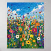 Vibrant Wildflower Field Impressionist Poster Wall ポスター (正面)
