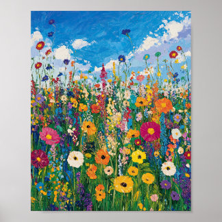 Vibrant Wildflower Field Impressionist Poster Wall ポスター