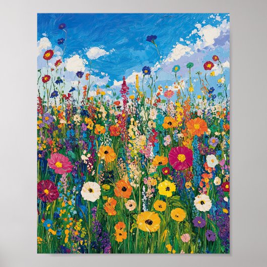 Vibrant Wildflower Field Impressionist Poster Wall ポスター (正面)