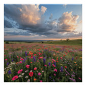Vibrant Wildflower Field Sunset  ポスター (正面)