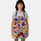 Vibrant Wildflower Pansy Botanical Pattern エプロン (インサイチュ)