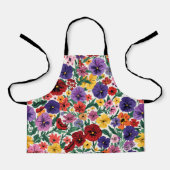 Vibrant Wildflower Pansy Botanical Pattern エプロン (正面)