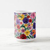 Vibrant Wildflower Pansy Botanical Pattern コーヒーマグカップ (中央)