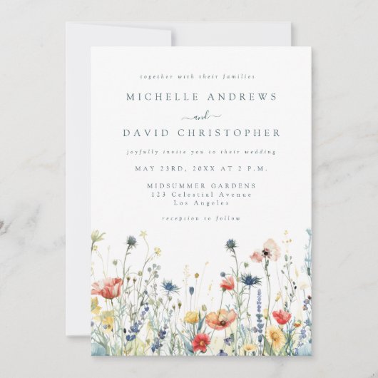 Vibrant Wildflower Wedding Invitation 招待状 (正面)