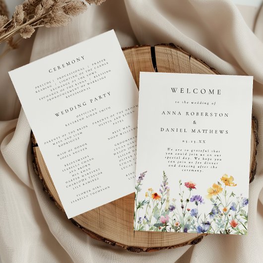 Vibrant Wildflower Wedding Program プログラム