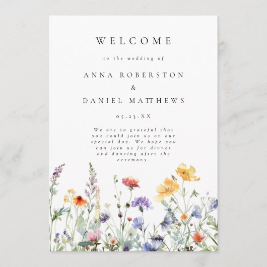 Vibrant Wildflower Wedding Program プログラム (正面)