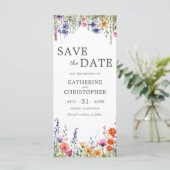 Vibrant Wildflowers 3 Photo Wedding Save the Date (スタンド正面)