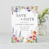 Vibrant Wildflowers Elegant Wedding Clear セーブザデート (スタンド正面)