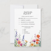 Vibrant Wildflowers Elegant Wedding RSVP Card (正面)