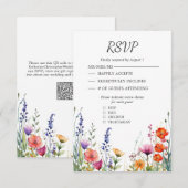 Vibrant Wildflowers Elegant Wedding RSVP Card (正面/裏面)
