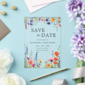 Vibrant Wildflowers Elegant Wedding Save the Date アクリル招待状 (インサイチュ (ウェディング))