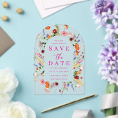 Vibrant Wildflowers Frosted Wedding Save The Date アクリル招待状 (インサイチュ (ウェディング))