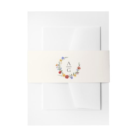 Vibrant Wildflowers Monogram Wedding 招待状ベリーバンド (正面例)