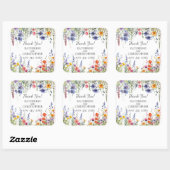 Vibrant Wildflowers Wedding Elegant Thank You スクエアシール (シート)