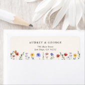 Vibrant Wildflowers Wedding Return Address ラベル (インサイチュ)