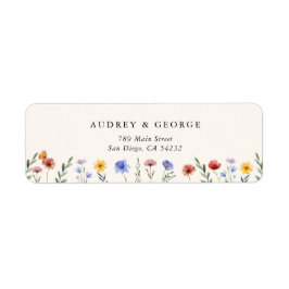 Vibrant Wildflowers Wedding Return Address ラベル