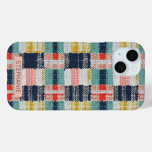 Vibrant Woven Plaid - Retro Boho Checkered Pattern Case-Mate iPhoneケース (裏面 (横))