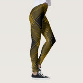 Vibrant Yellow and Black Buffalo Plaid Leggings, レギンス (右)