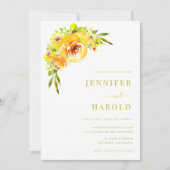 Vibrant Yellow & Green Floral Garden Photo Wedding 招待状 (正面)
