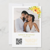 Vibrant Yellow & Green Floral Garden Photo Wedding 招待状 (裏面)