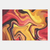 Vibrant Yellow, orange and Red Abstract Flow ラッピングペーパーシート (正面)