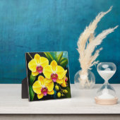 Vibrant Yellow Orchids With Pink Centers フォトプラーク (インサイチュ)