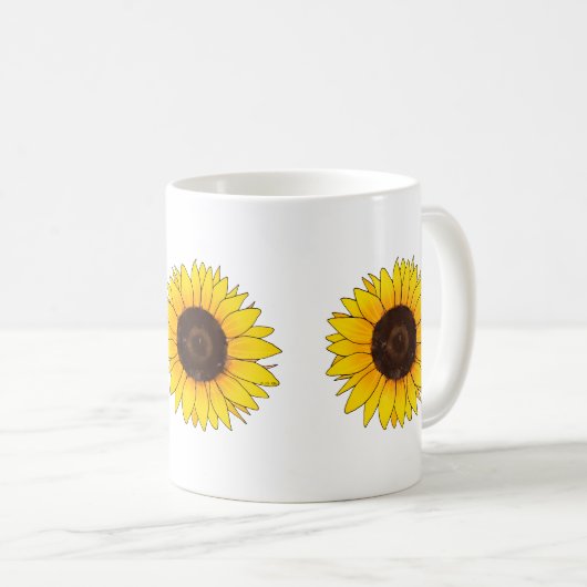 Vibrant Yellow Sunflower Bloom コーヒーマグカップ (正面右)