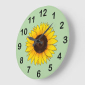 Vibrant Yellow Sunflower Bloom ラージ壁時計 (傾斜)