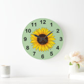 Vibrant Yellow Sunflower Bloom ラージ壁時計 (ホーム)