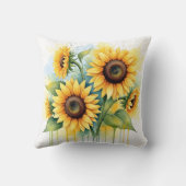 Vibrant Yellow Sunflower Watercolor Drip クッション (裏面)