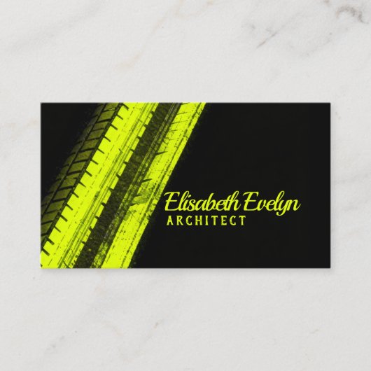 Vibrant Yellow Trails on Dark Canvas 名刺 (正面)