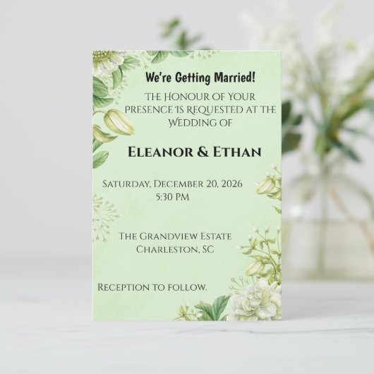 Vibrant Yellow Tulip & Ranunculus Formal Wedding I 出欠カード (スタンド正面)