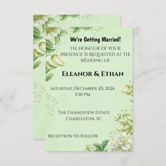 Vibrant Yellow Tulip & Ranunculus Formal Wedding I 招待状 (正面/裏面)